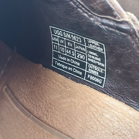 UGG Australia Dyersville Brown Sheepskin Leather Slip On Loafers Shoes Mens 11 - Picture 10 of 10